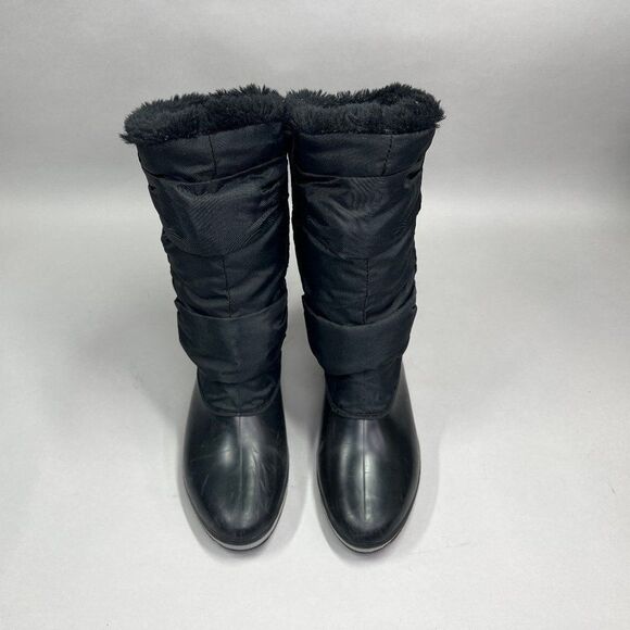 Sears Boots Women's 8 Vintage Black Rubber Insulated Outdoor Winter Rain Boots - Picture 3 of 11